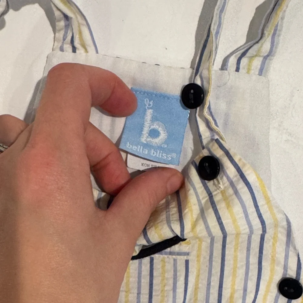 Bella Bliss Striped‎ Baby Romper with Button Snaps Bubble Yellow Blue 9 Months